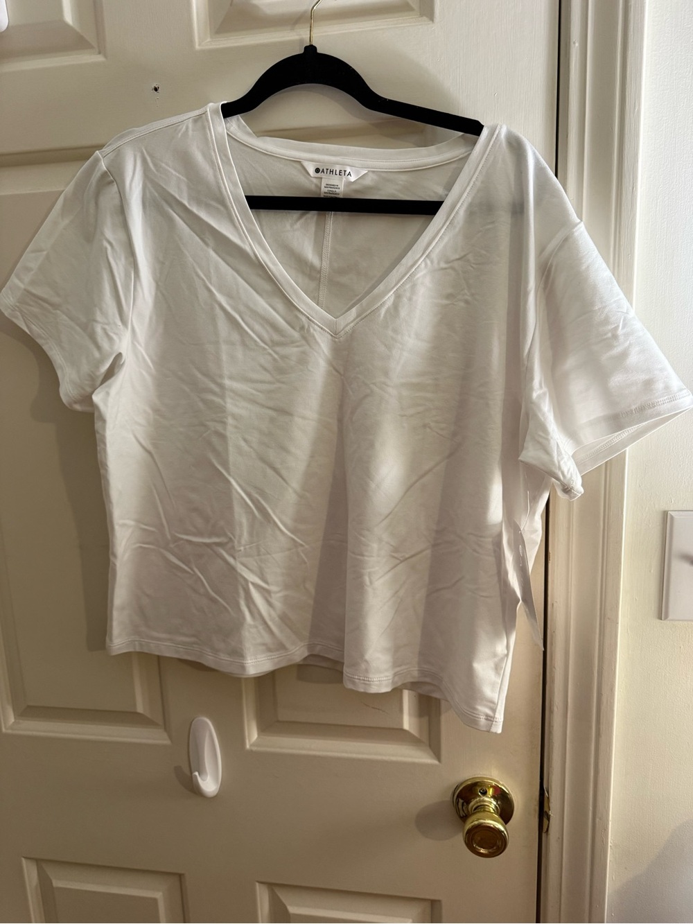 Athleta White V-Neck Tee NWT